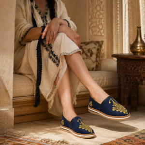 Moroccan Babouche Slippers – Woven & Embroidered Boho Mules