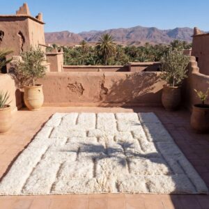 Ivory Textured Wool Rug – Handmade Berber Minimalist Rug