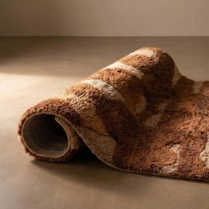 Earthy Wool Rug – Handwoven Brown & Cream Boho Rug