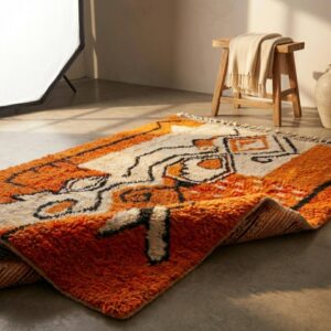 Orange Moroccan Wool Rug – Handwoven Boho Tribal Rug