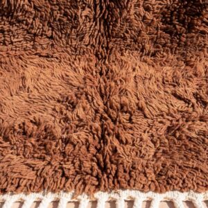 Wool Rug – Solid Brown & Beige Boho Accent Rug