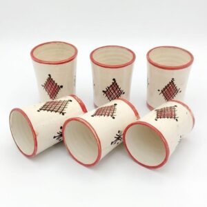 Amazigh Ceramic Piece – Moroccan Pitcher and Cups Pottery Set