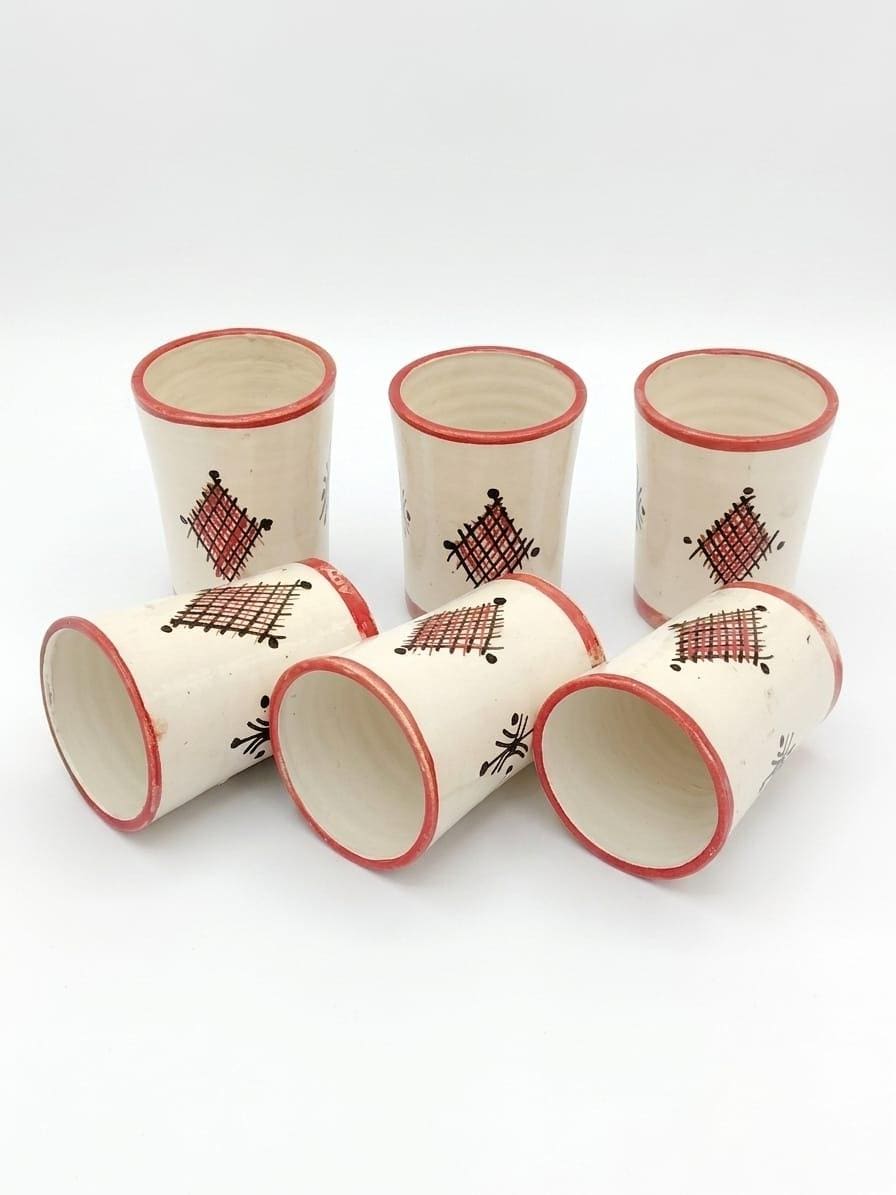 Amazigh Ceramic Piece – Moroccan Pitcher and Cups Pottery Set