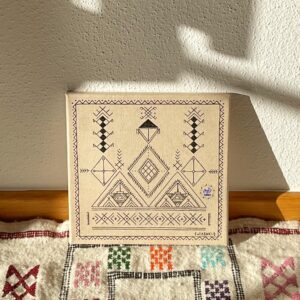 Amazigh Linen Canvas Art "Tazerzit" – Cultural Heritage Decor Berber Accent