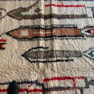Abstract Amazigh Berber Wool Rug – Ivory Geometric Atlas Inspired Carpet