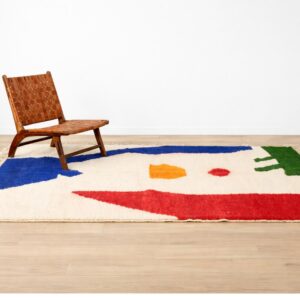Colorful Wool Rug – Abstract Face-Inspired Berber Rug