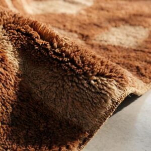 Earthy Wool Rug – Handwoven Brown & Cream Boho Rug