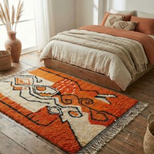 Orange Moroccan Wool Rug – Handwoven Boho Tribal Rug