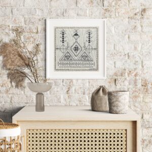 Amazigh Linen Canvas Art "Tazerzit" – Cultural Heritage Decor Berber Accent
