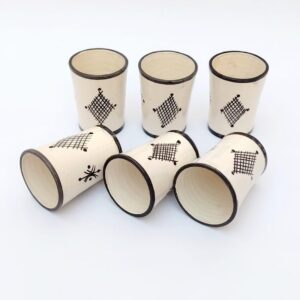Amazigh Geometric Ceramic Piece – Painted Moroccan Table Detail