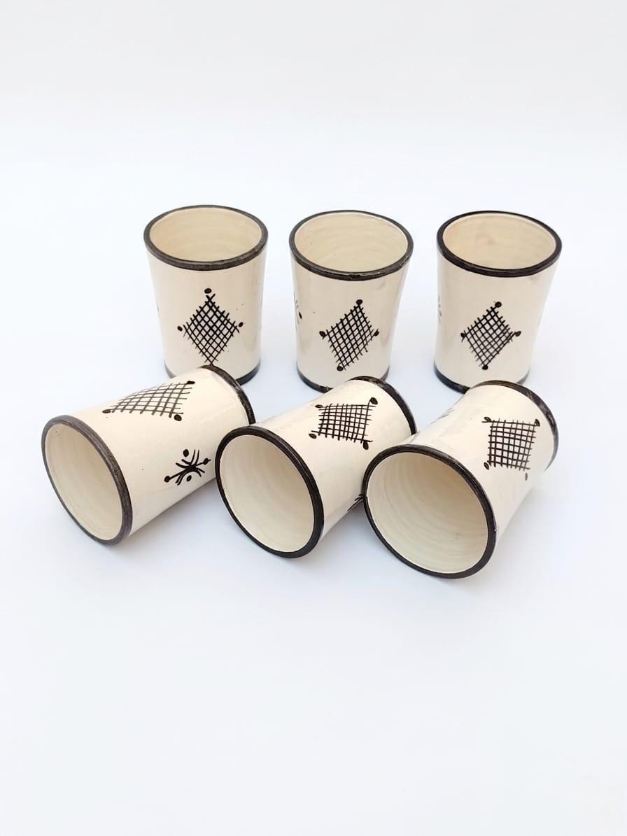 Amazigh Geometric Ceramic Piece – Painted Moroccan Table Detail