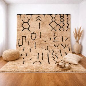 Custom Wool Rug – Cream & Black Berber-Style Area Rug