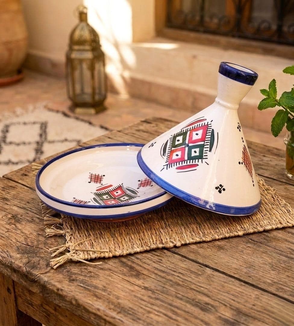 Berber Geometric Ceramic Piece – Atlas-Inspired Pottery Accent