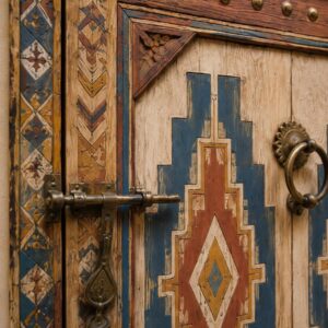 Handcrafted Moroccan Arched Door – with Geometric Amazigh Design
