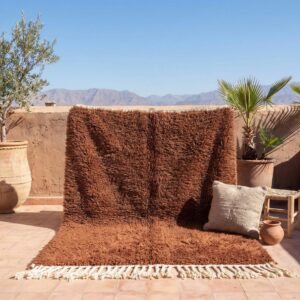 Wool Rug – Solid Brown & Beige Boho Accent Rug
