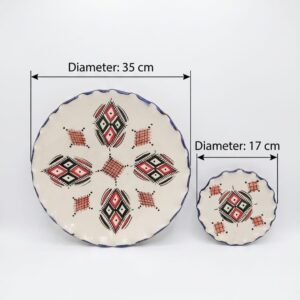 Amazigh Ceramic Piece – Moroccan Geometric Pottery Plate Collection