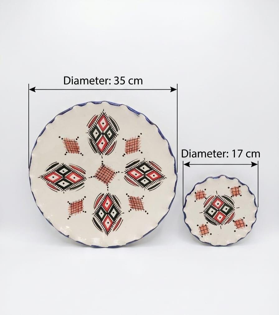 Amazigh Ceramic Piece – Moroccan Geometric Pottery Plate Collection