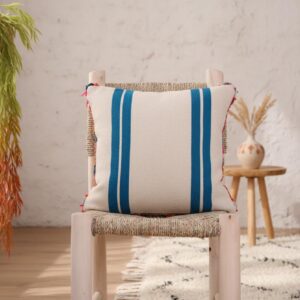 Handmade Moroccan Wool Pillow Cover - Colorful Boucherouite Cushion for Boho Decor
