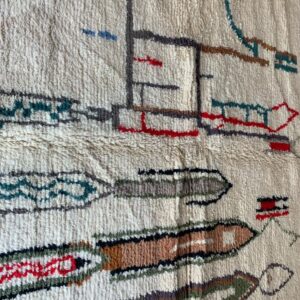 Abstract Amazigh Berber Wool Rug – Ivory Geometric Atlas Inspired Carpet