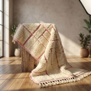 Blush Pink Cotton Rug – Soft Boho Geometric Rug