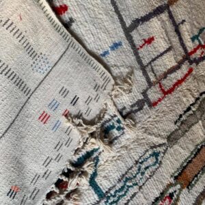 Abstract Amazigh Berber Wool Rug – Ivory Geometric Atlas Inspired Carpet