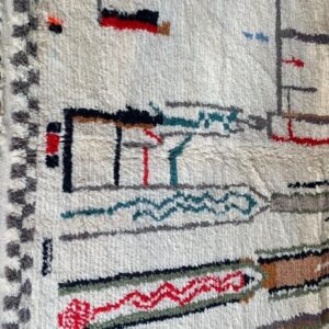 Abstract Amazigh Berber Wool Rug – Ivory Geometric Atlas Inspired Carpet