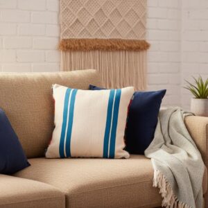Handmade Moroccan Wool Pillow Cover - Colorful Boucherouite Cushion for Boho Decor