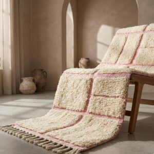 Blush Pink Cotton Rug – Soft Boho Geometric Rug