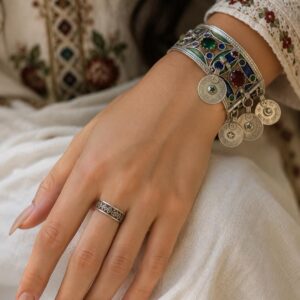 Amazigh Silver Coin Bracelet – Atlas Motif Bracelet