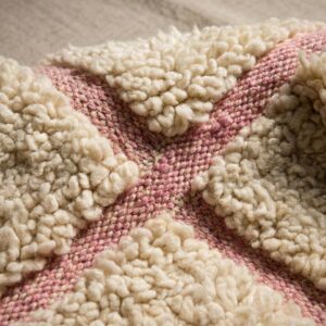 Blush Pink Cotton Rug – Soft Boho Geometric Rug