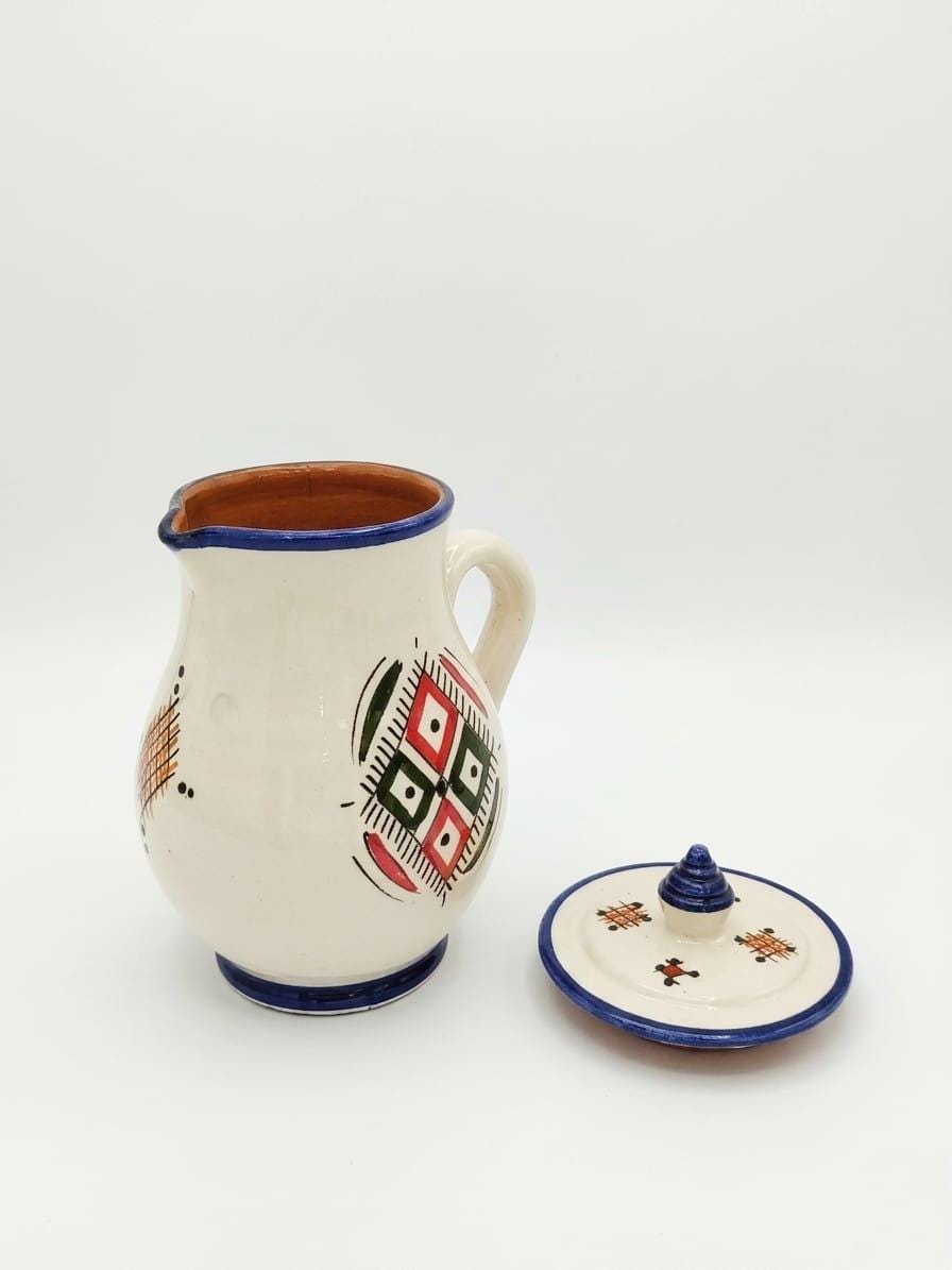 Amazigh Ceramic Piece – Moroccan Pitcher and Cup Set with Hand-Painted Patterns