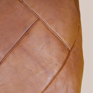 Handmade Leather Pouf – Square Brown Leather Ottoman