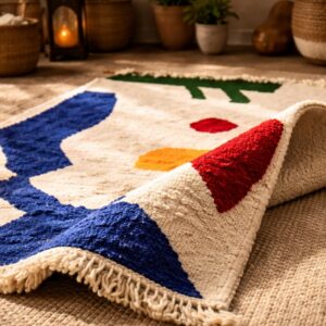 Colorful Wool Rug – Abstract Face-Inspired Berber Rug