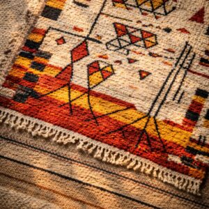 Moroccan Wool Rug 8x10 – Ivory & Taupe Minimalist Grid Rug