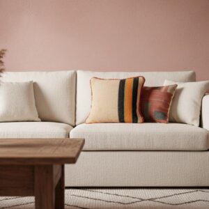 Handmade Wool Pillow – Vintage Boucherouite Berber Cushion