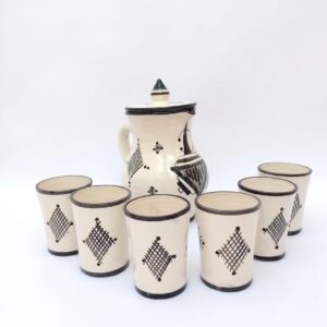 Amazigh Geometric Ceramic Piece – Painted Moroccan Table Detail