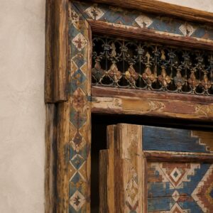 Handcrafted Moroccan Arched Door – with Geometric Amazigh Design