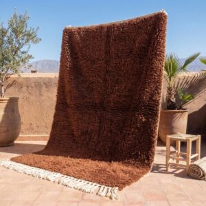 Wool Rug – Solid Brown & Beige Boho Accent Rug