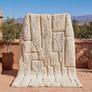 Ivory Textured Wool Rug – Handmade Berber Minimalist Rug