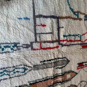 Abstract Amazigh Berber Wool Rug – Ivory Geometric Atlas Inspired Carpet