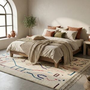 Large Moroccan Wool Rug – Hand-Knotted Abstract Geometric Statement Rug