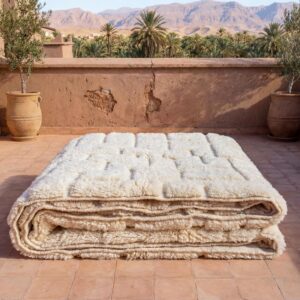 Ivory Textured Wool Rug – Handmade Berber Minimalist Rug