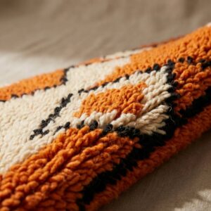Orange Moroccan Wool Rug – Handwoven Boho Tribal Rug
