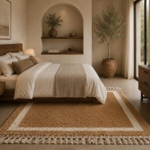 Camel Beige Berber Wool Rug – Minimal Moroccan Atlas Carpet