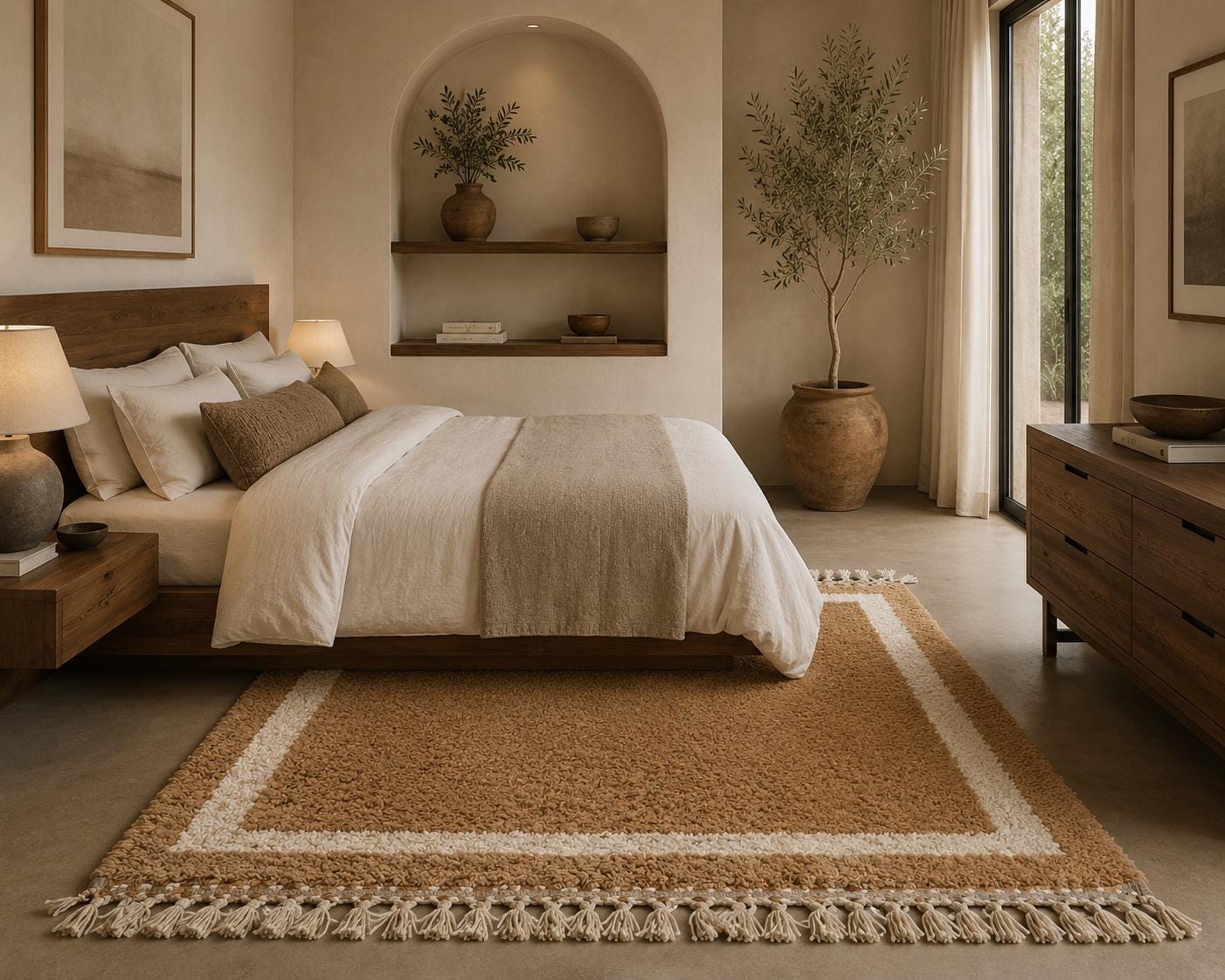 Camel Beige Berber Wool Rug – Minimal Moroccan Atlas Carpet
