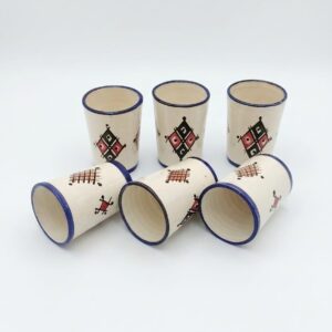 Amazigh Ceramic Piece – Moroccan Pitcher and Cup Set with Hand-Painted Patterns