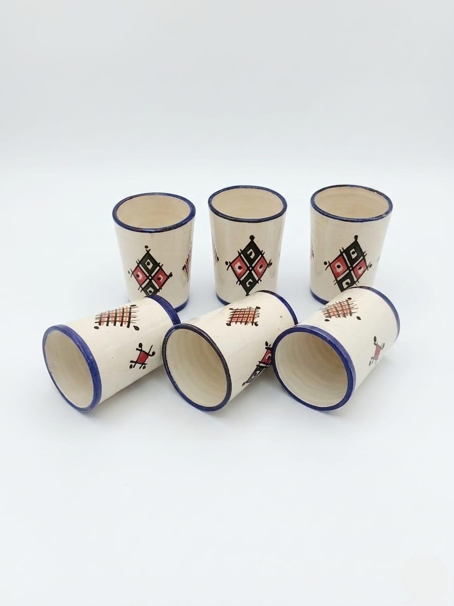 Amazigh Ceramic Piece – Moroccan Pitcher and Cup Set with Hand-Painted Patterns