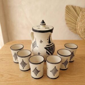 Amazigh Geometric Ceramic Piece – Painted Moroccan Table Detail