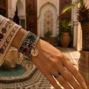 Amazigh Silver Coin Bracelet – Atlas Motif Bracelet