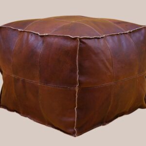 Handmade Leather Pouf – Square Vintage Brown Ottoman